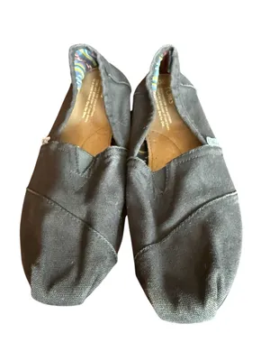 Toms Black Canvas Slip-On Flats thumbnail 1