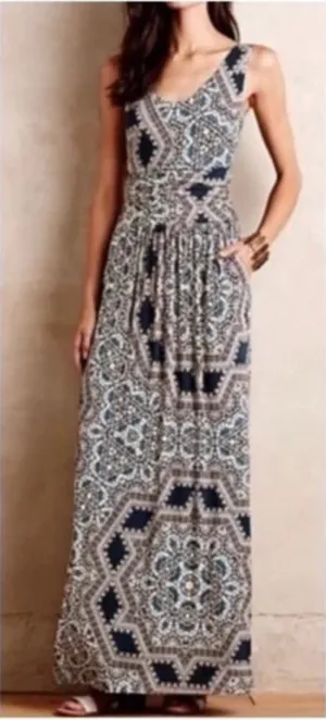 Anthropologie Maeve Women's Jantina Mosaic Print Maxi‎ Dress Size XSmall thumbnail 1