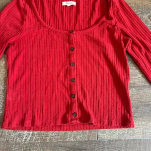 Madewell Scooped Neck Ribbed Cardigan Womens Large Red Academia Layer Y2K Preppy thumbnail 2