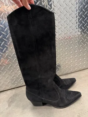 Raye Castiel Suede Cowboy Boots Black Womens Size 8 thumbnail 1