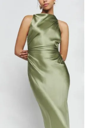 💕REFORMATION💕 Casette Silk Dress ~ Artichoke Green 10 NWT thumbnail 6