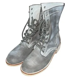 FREE‎ PEOPLE x Farlyn Robin Women's Leather Round Toe Combat Boots Gray Size 8 thumbnail 1