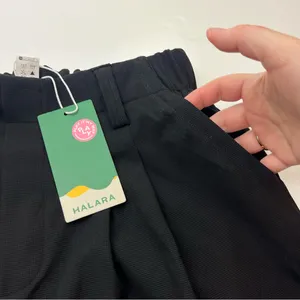 Halara Women’s Size Medium Tall Black Wide-Leg Cropped Pants Pull-on Pockets NEW thumbnail 3