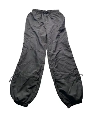 SheIn Black Parachute Cargo Pants Womens Relaxed Fit Elastic Waist Utility Small 24x28 thumbnail 1