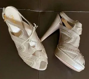 Prada Beige Platform Peeptoe Sandals thumbnail 1