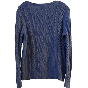 Preswick & Moore Womens Blue Cable Knit V‎ Neck Sweater Size L Cotton Blend thumbnail 2