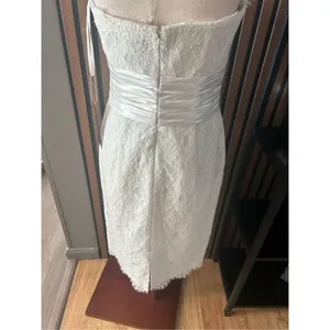 KNT LTD Wedding Short Mini Dress sz 6 Ivory lace Strapless Sheath thumbnail 4