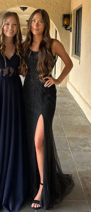 Black Slit Prom Dress thumbnail 1