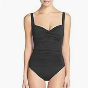ADFOLF One Piece Black‎ Ruched swimsuit. Sz medium. thumbnail 4