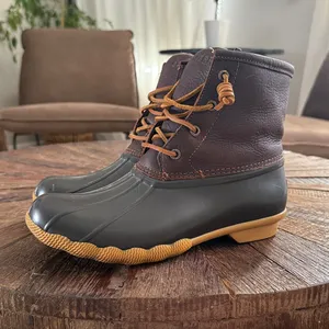 Sperry Saltwater Brown & Black ‘Tan’ Leather Duck Boot thumbnail 2
