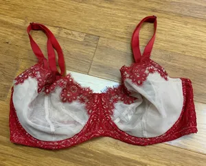 Victorias Secret Dream Angels Push-Up Without Padding Lace Trim Bra Red 34DDD‎ thumbnail 1