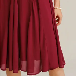 Rihoas Elegant Burgundy Spaghetti Strap Dress thumbnail 5