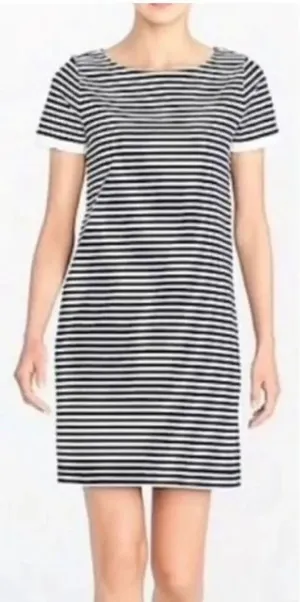 J. Crew striped ruffle sleeve shirt sleeve dress medium thumbnail 1