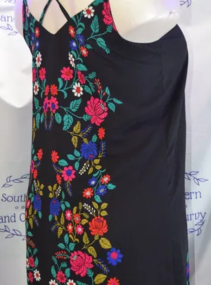 Xhilaration Spaghetti Strap Dress, Floral Pattern on Black Size XL thumbnail 1