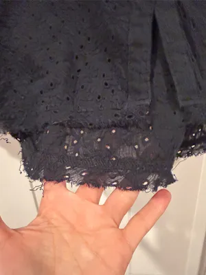 Free People Black Eyelet Button-Down‎ Peasant Blouse medium thumbnail 7