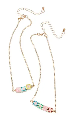 Colorful Block Letter Necklace Gold thumbnail 1