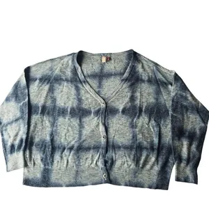 Anthropologie - Pilcro NWOT‎ Tie Dye Cardigan Sweater Size Large Indigo Blue Size M thumbnail 3