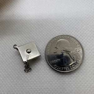 Vintage‎ Wells Sterling Silver Graduation Cap Mortarboard Tassel Charm 1.69g thumbnail 5