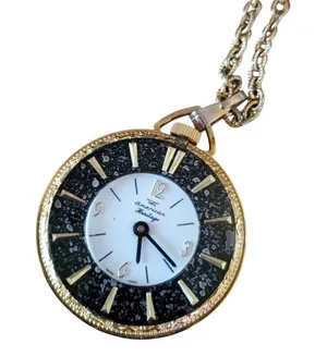 Vintage American Heritage Pocket Watch Necklace Pendant Gold Tone Swiss Untested thumbnail 5