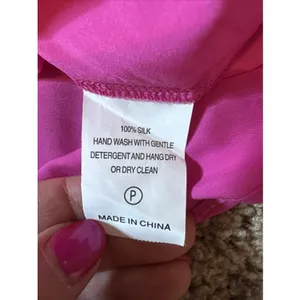 Marie Oliver Maura Pink Size X Small Dress Feather Trim V-Neck 100% Silk thumbnail 5