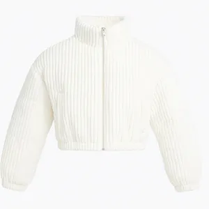 Miami Cream Textured Cropped Puffer Jacket thumbnail 1