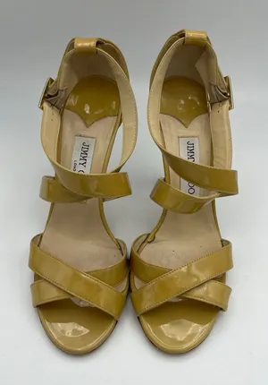 Jimmy Choo Women's Lottie Patent Leather Stilettos Mustard Yellow Size 38 1/2 thumbnail 1