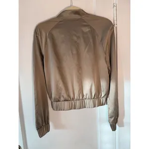 Express Satin Tan Zip Up Bomber Jacket thumbnail 2
