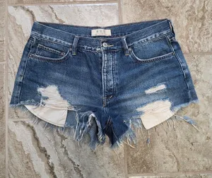 Free People We The Free cut off blue denim shorts distressed frayed hem size 28 thumbnail 1