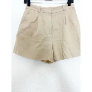 Zara High Rise Linen Blend Shorts Tan Beige Size XS Preppy Career Minimalist thumbnail 8