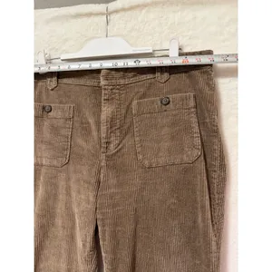 Free People Brown Corduroy Flare Pants Y2K Patch Pocket Boho 70s Style thumbnail 6