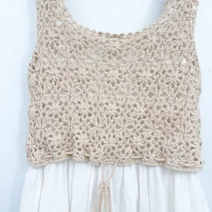 Anthropologie Womens Brittney Crochet Top Eyelet Boho Cottagecore Tiered Dress S thumbnail 4