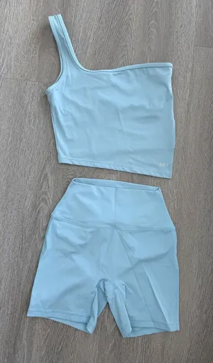 SET Active Light Blue One-Shoulder Active Set thumbnail 1