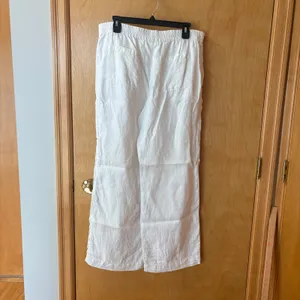 Chico's Linen Wide Leg Pants Women 0.5 White Elastic Waist Pockets Casual thumbnail 2