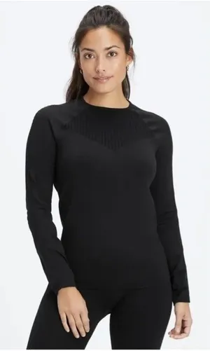 Fabletics Sync long-sleeve black perforated stretchy seamless top Size Medium M thumbnail 1