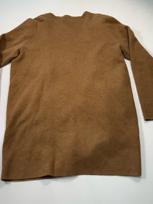 J. Crew 100% Cotton Brown Open-Front Long Cardigan thumbnail 9