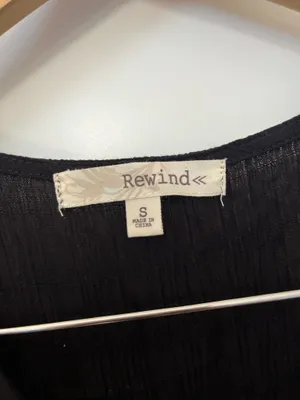 Rewind Dress Black Faux Wrap Dress Linen thumbnail 3