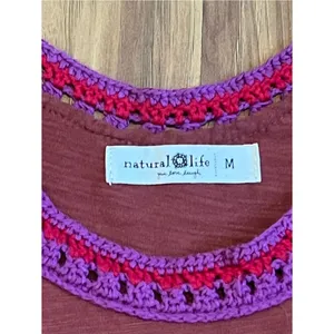 Natural Life Crochet Trim Racerback Boho Dress Rust Orange Size Medium thumbnail 4