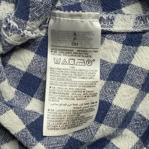 Old Navy Fit Flare Dress Women S Blue Gingham Linen Blend Tie Front Mini Coastal thumbnail 5
