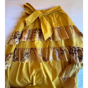 CQ by CQ Maxi Skirt Womens Size M Mustard Yellow Floral Ruffles High Low Boho thumbnail 8