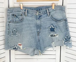 Polo Ralph Lauren‎ Distressed Star Patch Crosby Denim Shorts Blue Size 32 thumbnail 1