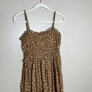 Maurice's Women's Dress S Brown Polka Dot Midi‎ Coquette Cute Spaghetti Thin Strap Wedding thumbnail 6