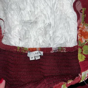 Baltic Born Maroon Floral Long Sleeve Dress with Synching and Mesh Sleeves 3XL thumbnail 3