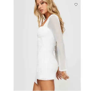 Princess Polly NWT Martinez White Mesh Long Sleeve Mini Dress Square Neck Size 0 thumbnail 3