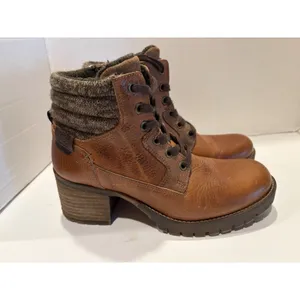 Bullboxer Carmen Combat Boots Booties Shoes Womens Size 8 Brown Leather Lace Up thumbnail 4