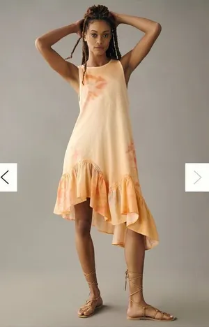 Daily Practice by Anthropologie Printed Asymmetrical Ruffle-Hem Dress M thumbnail 1