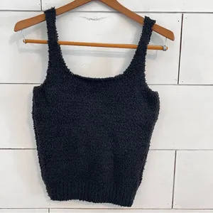 SKIMS Black Fuzzy Cozy Lounge Tank Top Onyx. Size L/XL. New Without Tags. thumbnail 3