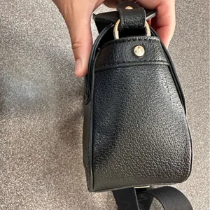 True Religion Black Crossbody Bag, Gold Accent, Adjustable Guitar Strap thumbnail 4