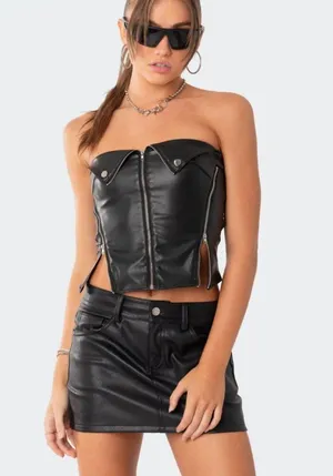 Edikted Leather Top Corset thumbnail 1