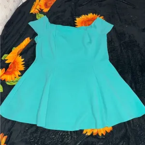 Fashion to Figure Aqua Off-Shoulder Fit & Flare Top thumbnail 1