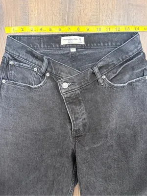 Abercrombie &‎ Fitch the Dad High Rise Black Denim Jeans Asymmetrical Waist 28 thumbnail 5